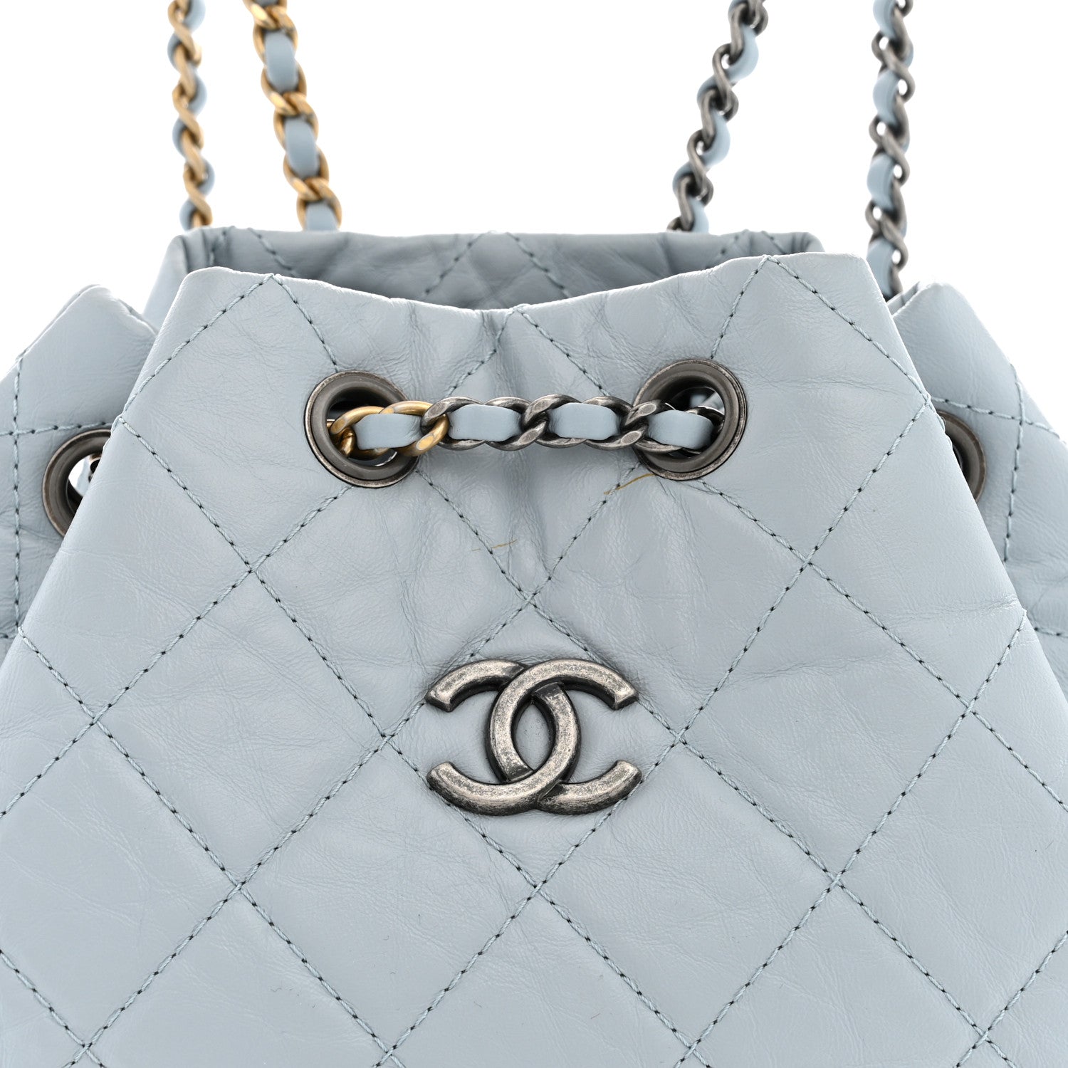Chanel Aged Calfskin Quilted Small Gabrielle Backpack Light Blue 7 of 10