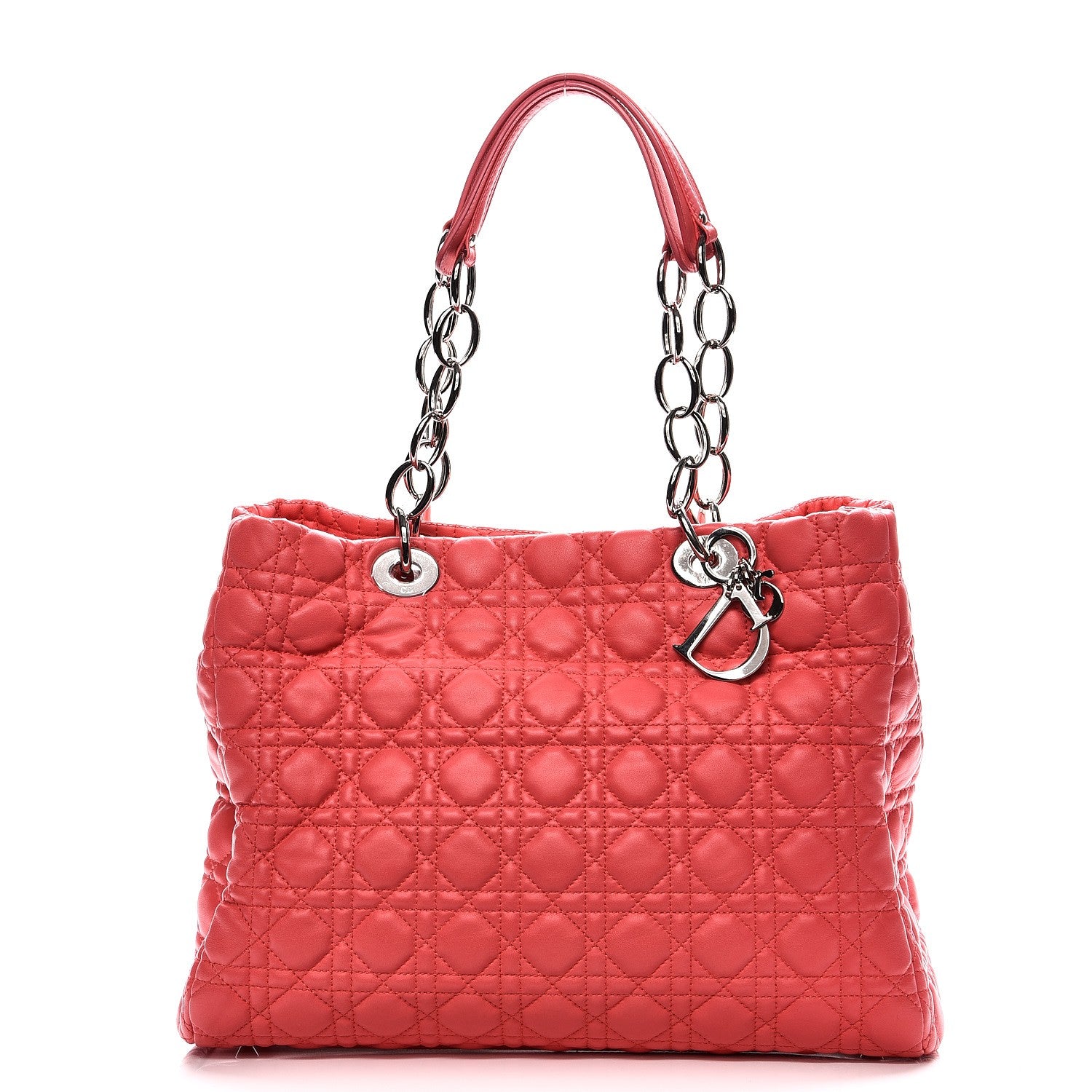Christian Dior Lambskin Cannage Large Dior Soft Shopping Tote Coral 1 of 11
