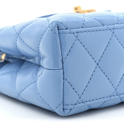 Chanel Shiny Aged Calfskin Quilted Nano Kelly Shopper Blue 9 of 9