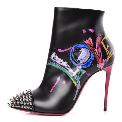 Christian Louboutin Calfskin Patent Love Is A Boot 100 Booties 36.5 Black 1 of 9