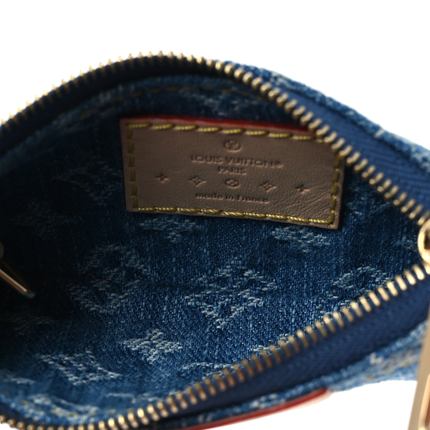 Monogram Denim Key Pouch Denim Blue