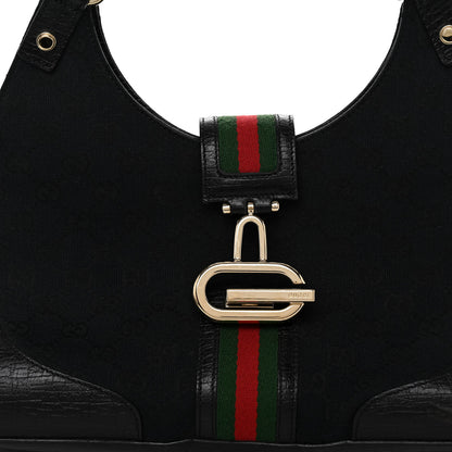 Gucci Monogram Web Junco Shoulder Bag Black 15 of 25