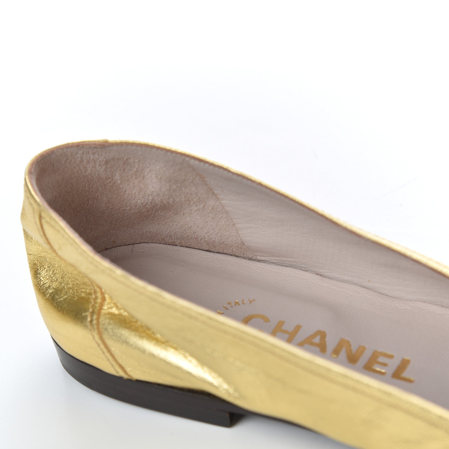 Chanel Metallic Lambskin CC Mocassin Loafers 38.5 Gold 10 of 17
