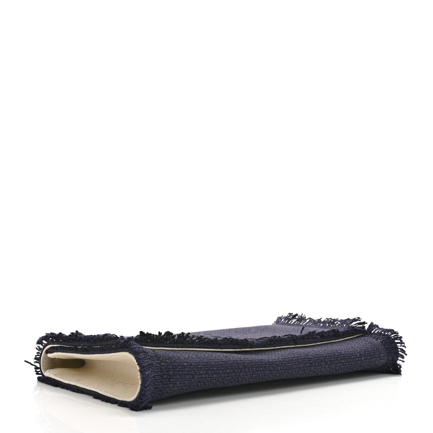 Saint Laurent Raffia Monogram Large Belle De Jour Clutch Blue 4 of 8