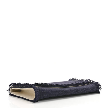 Saint Laurent Raffia Monogram Large Belle De Jour Clutch Blue 4 of 8