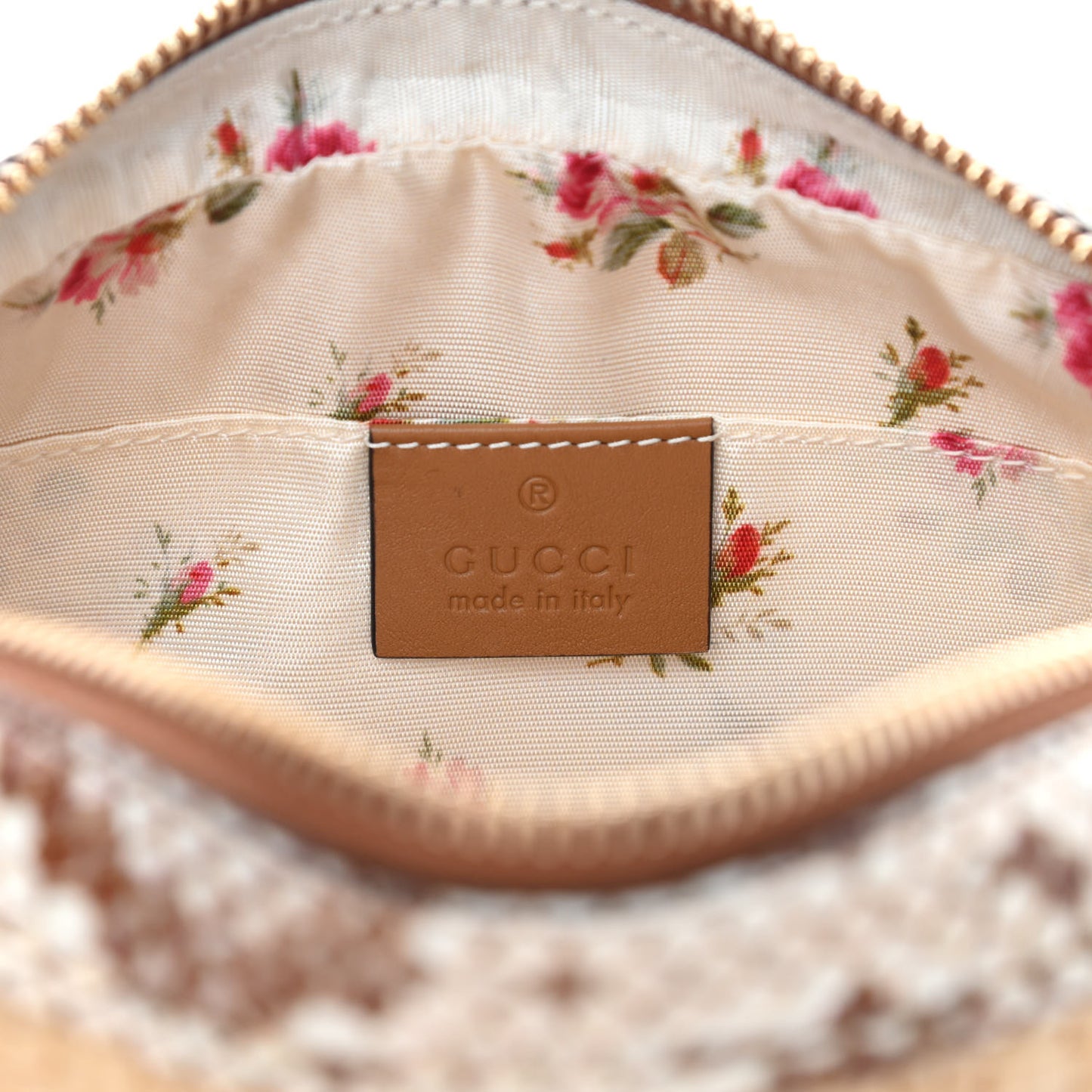 Raffia Elaphe Mini Ophidia Shoulder Bag Natural Cream Brown