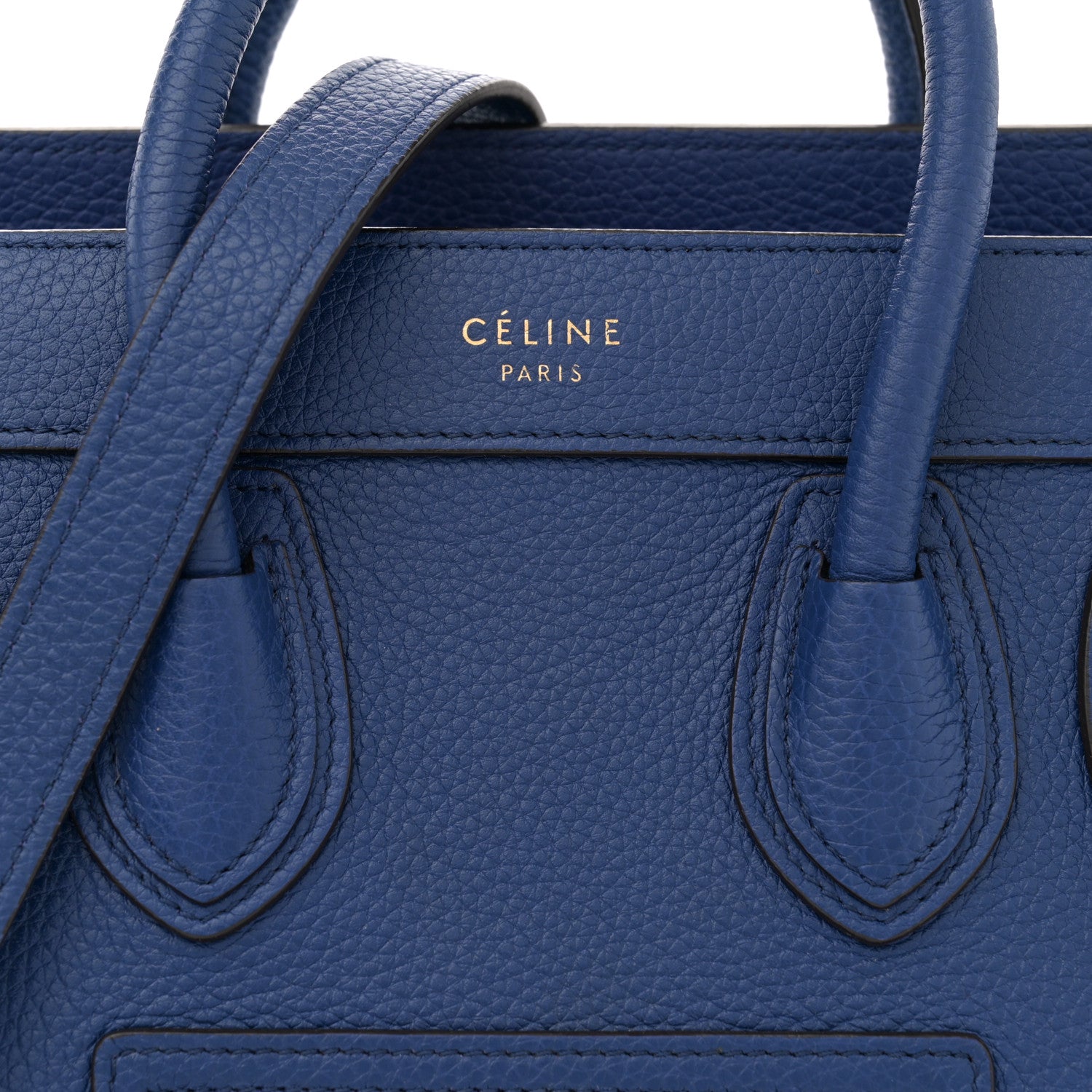 Celine Drummed Calfskin Nano Luggage Indigo 8 of 11