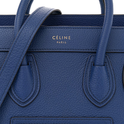 Celine Drummed Calfskin Nano Luggage Indigo 8 of 11