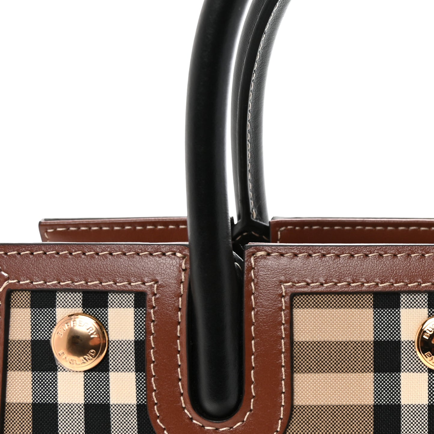 Calfskin Vintage Check Mini Two Handle Title Bag Black
