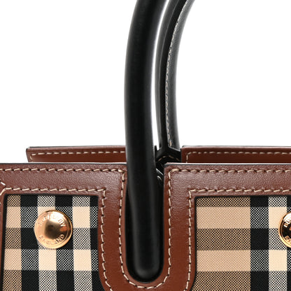 Burberry Calfskin Vintage Check Mini Two Handle Title Bag Black 7 of 9