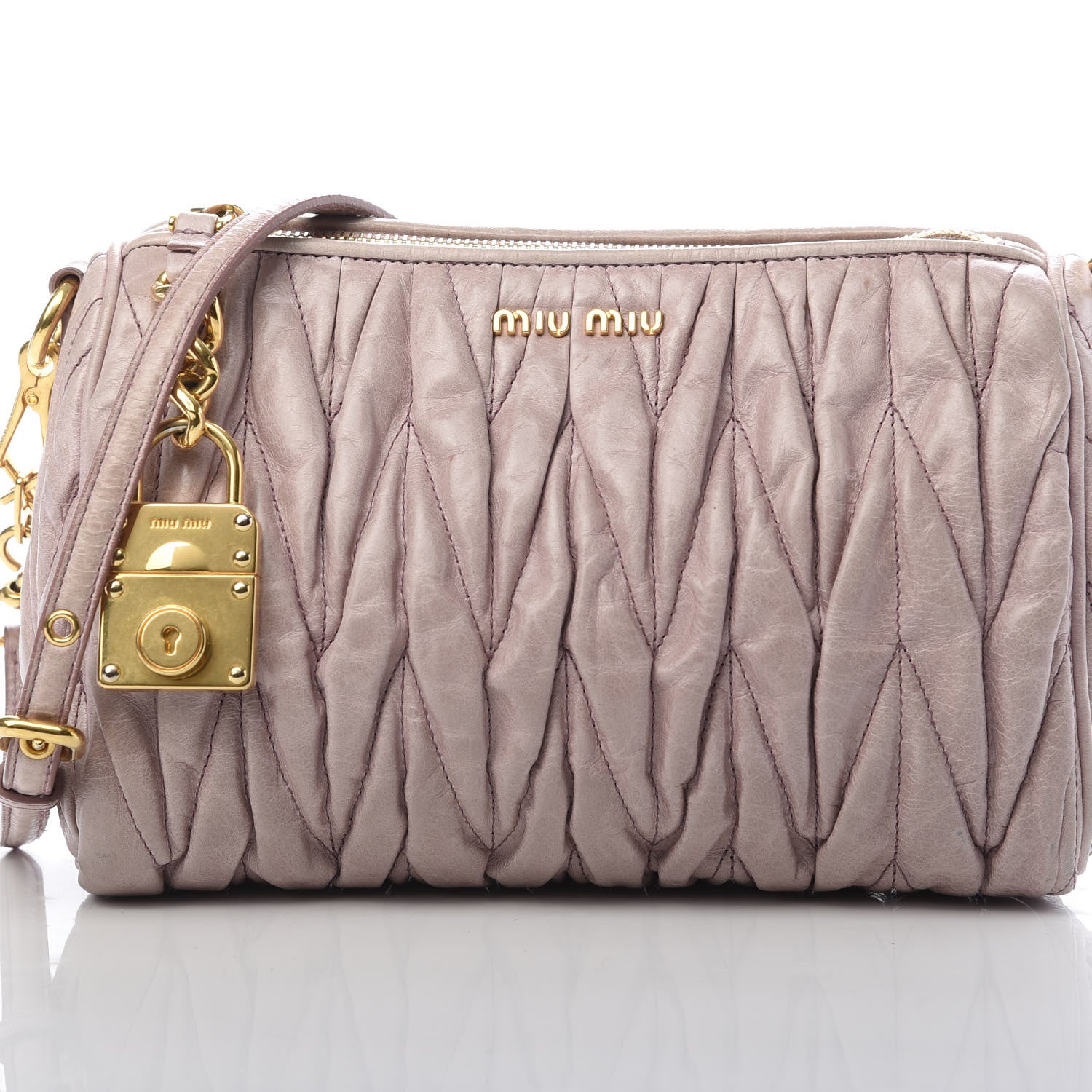 Miu Miu Vitello Lux Matelasse Shoulder Bag Mughetto 9 of 13