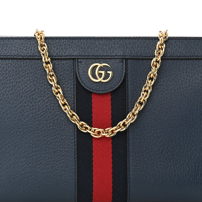 Gucci Textured Calfskin Web Small Ophidia Chain Shoulder Bag Blue Agata 8 of 10
