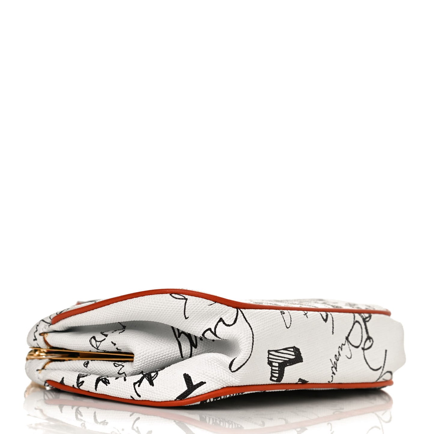 Canvas Small Doodle Print Frame Bag White