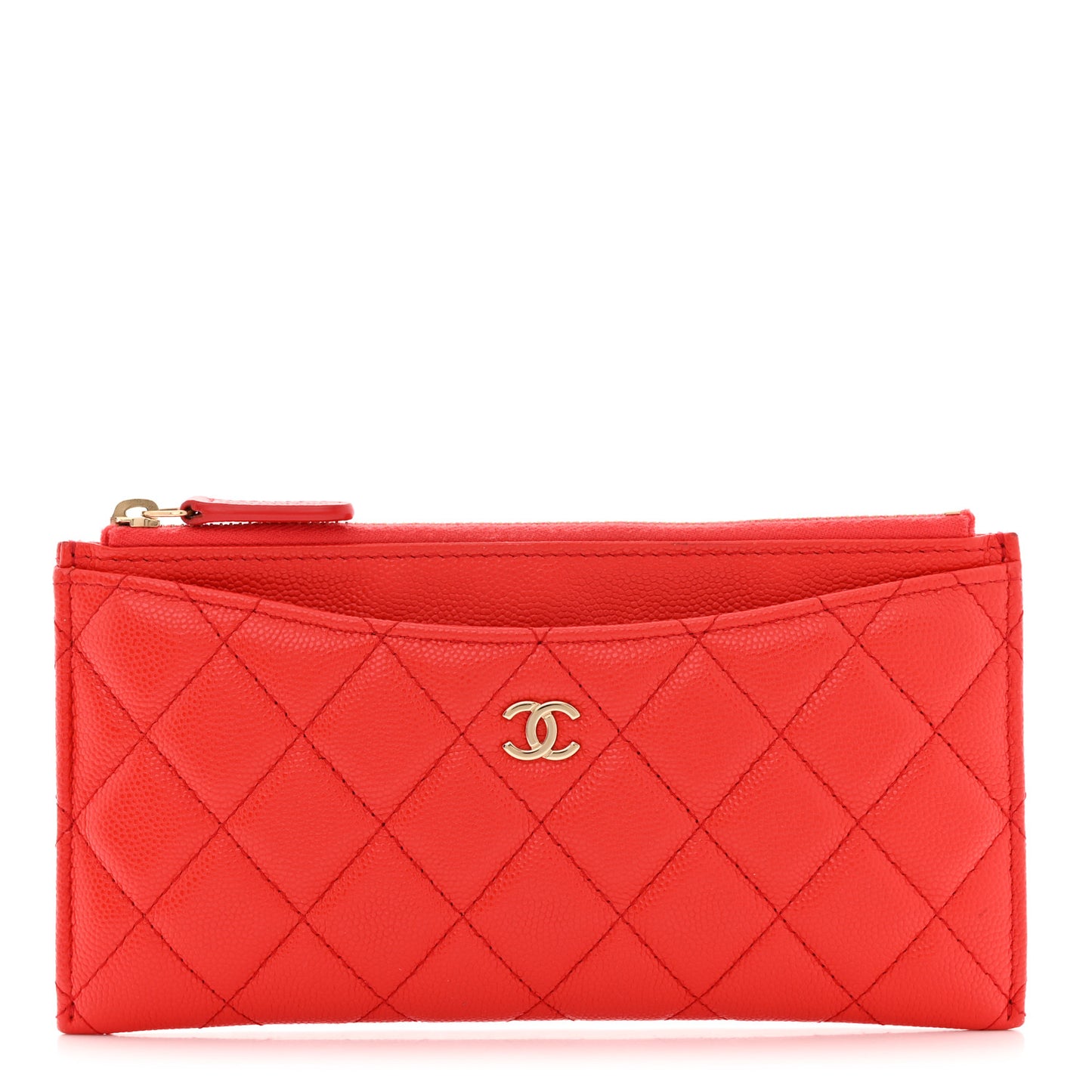 Caviar Quilted Classic Zip Pouch Red