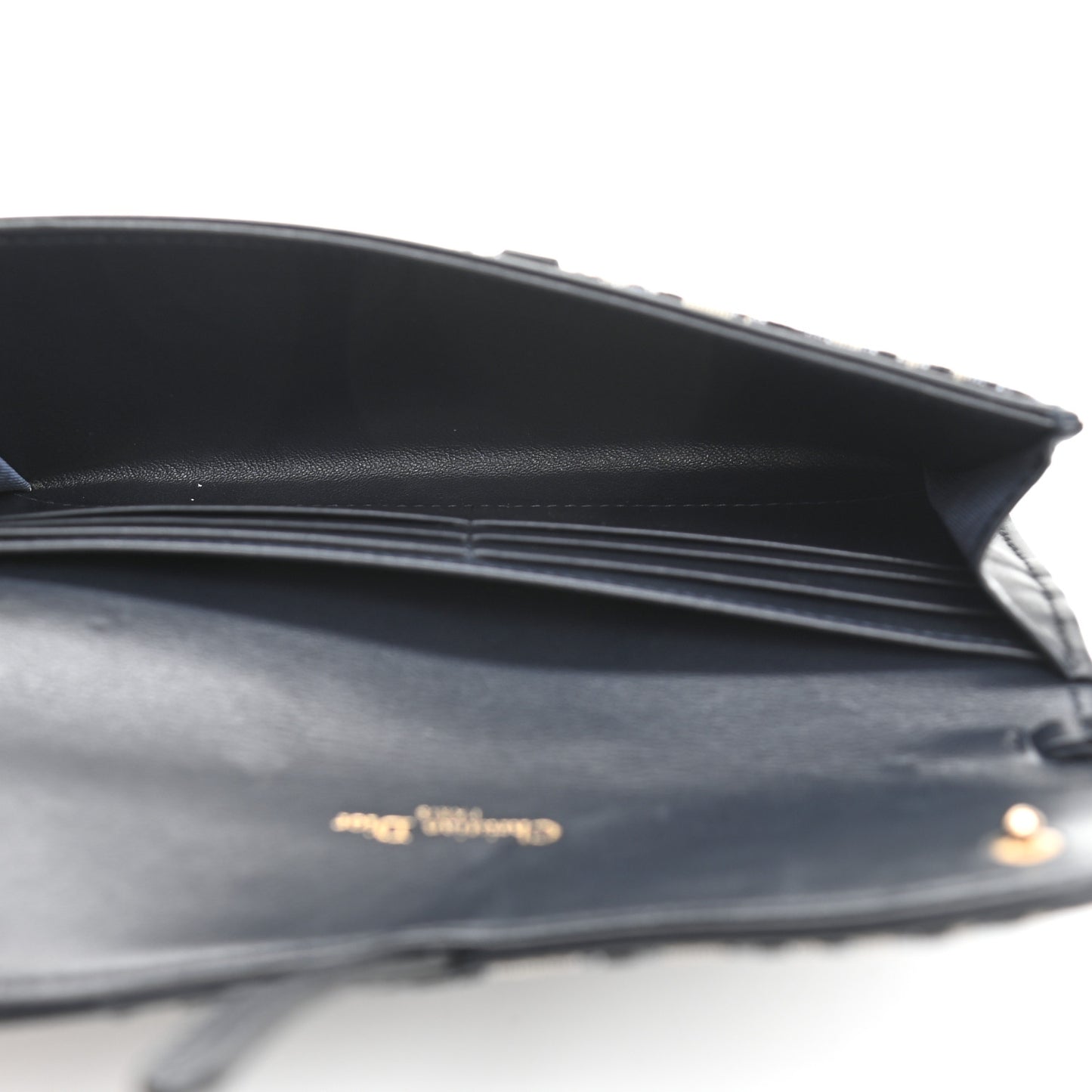 Oblique Saddle Chain Long Wallet Blue