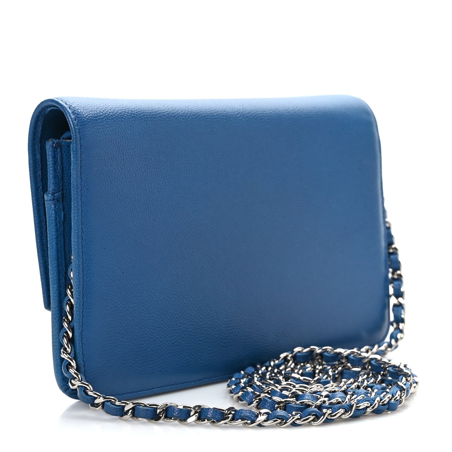 Chanel Caviar Sevruga Wallet on Chain WOC Blue 2 of 10