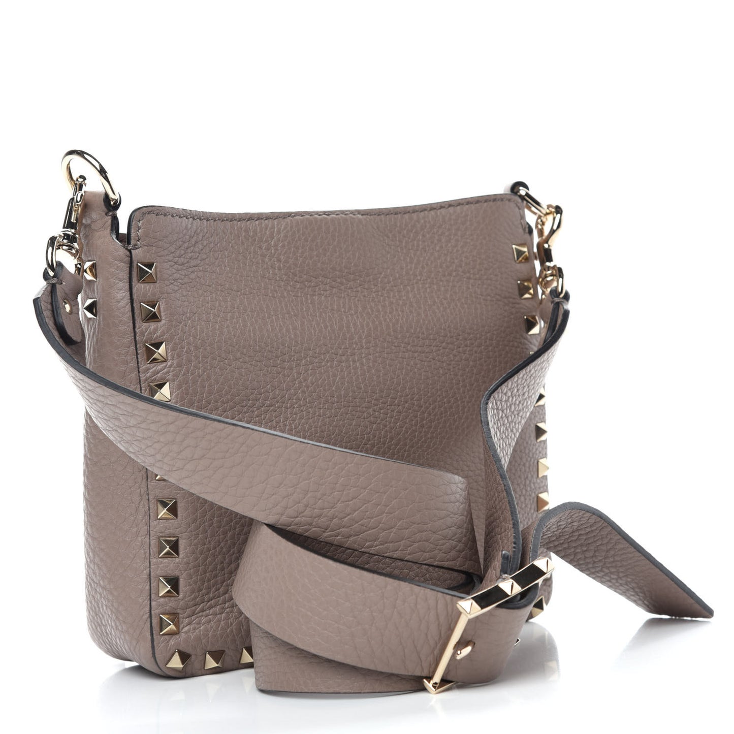 Pebbled Calfskin Mini Rockstud Flip-Lock Messenger Bag Poudre
