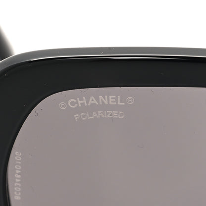 Chanel Acetate Polarized Square CC Heart Sunglasses 5521 Black White 7 of 8