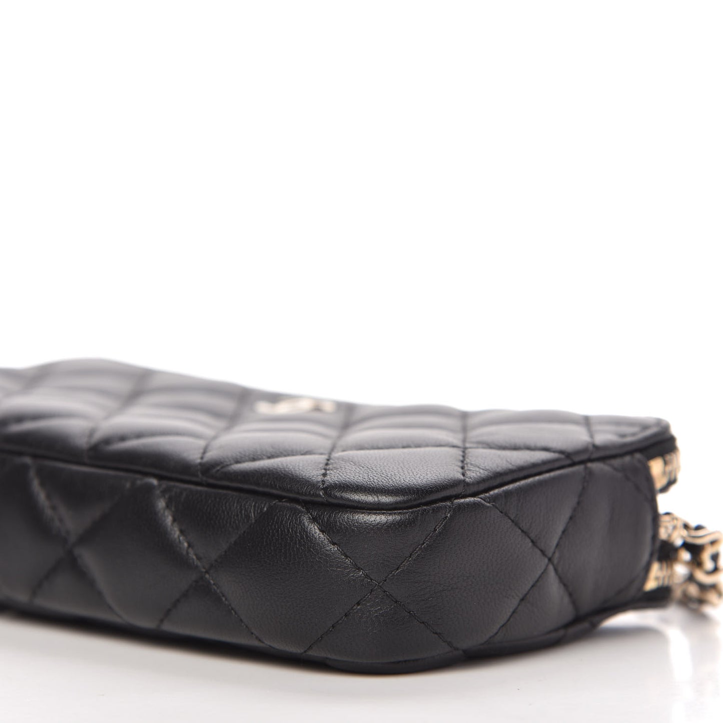 Lambskin Quilted Small Clutch With Chain Black