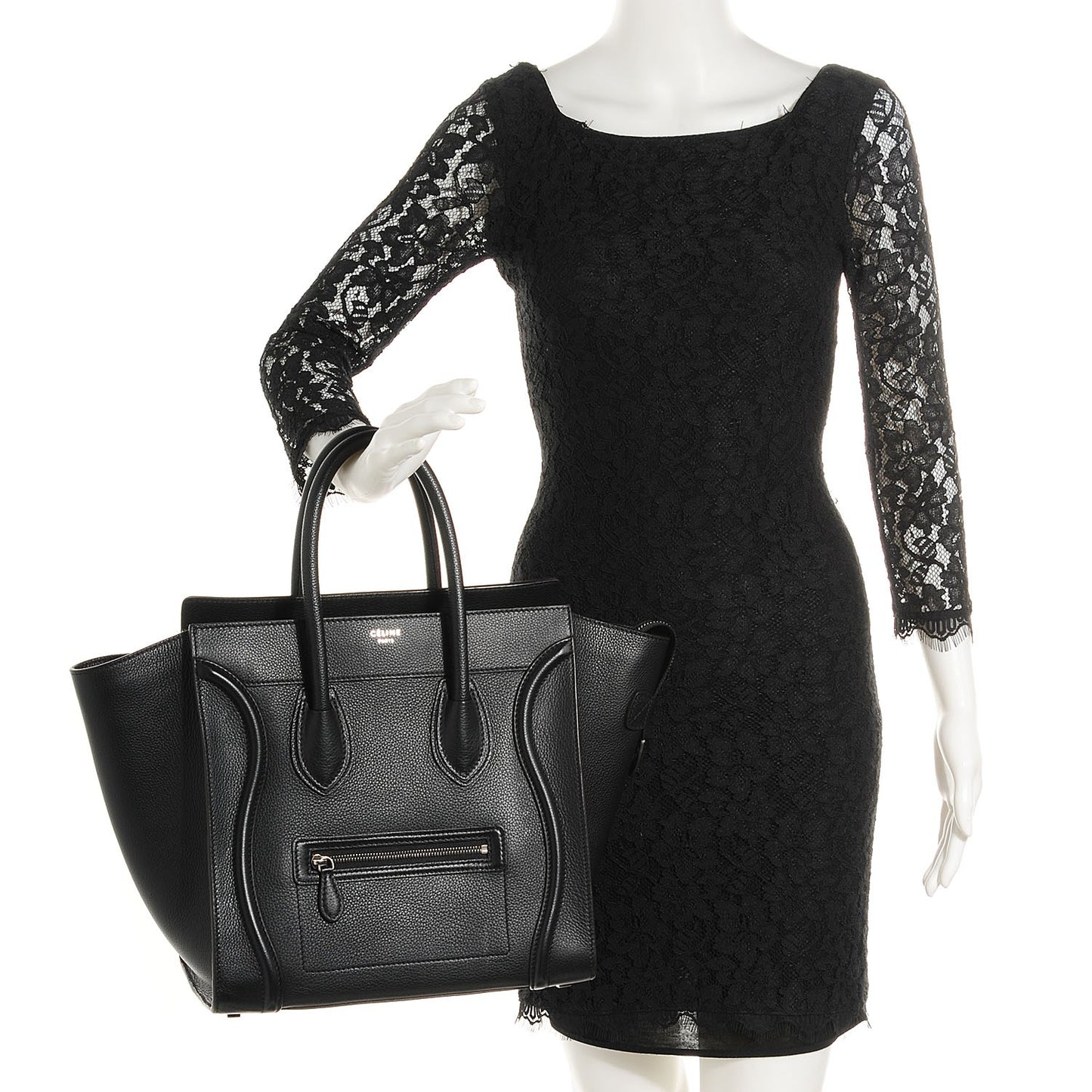 Drummed Calfskin Mini Luggage Black