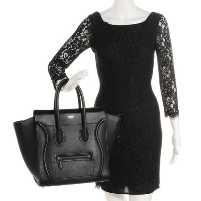 Celine Drummed Calfskin Mini Luggage Black 2 of 8