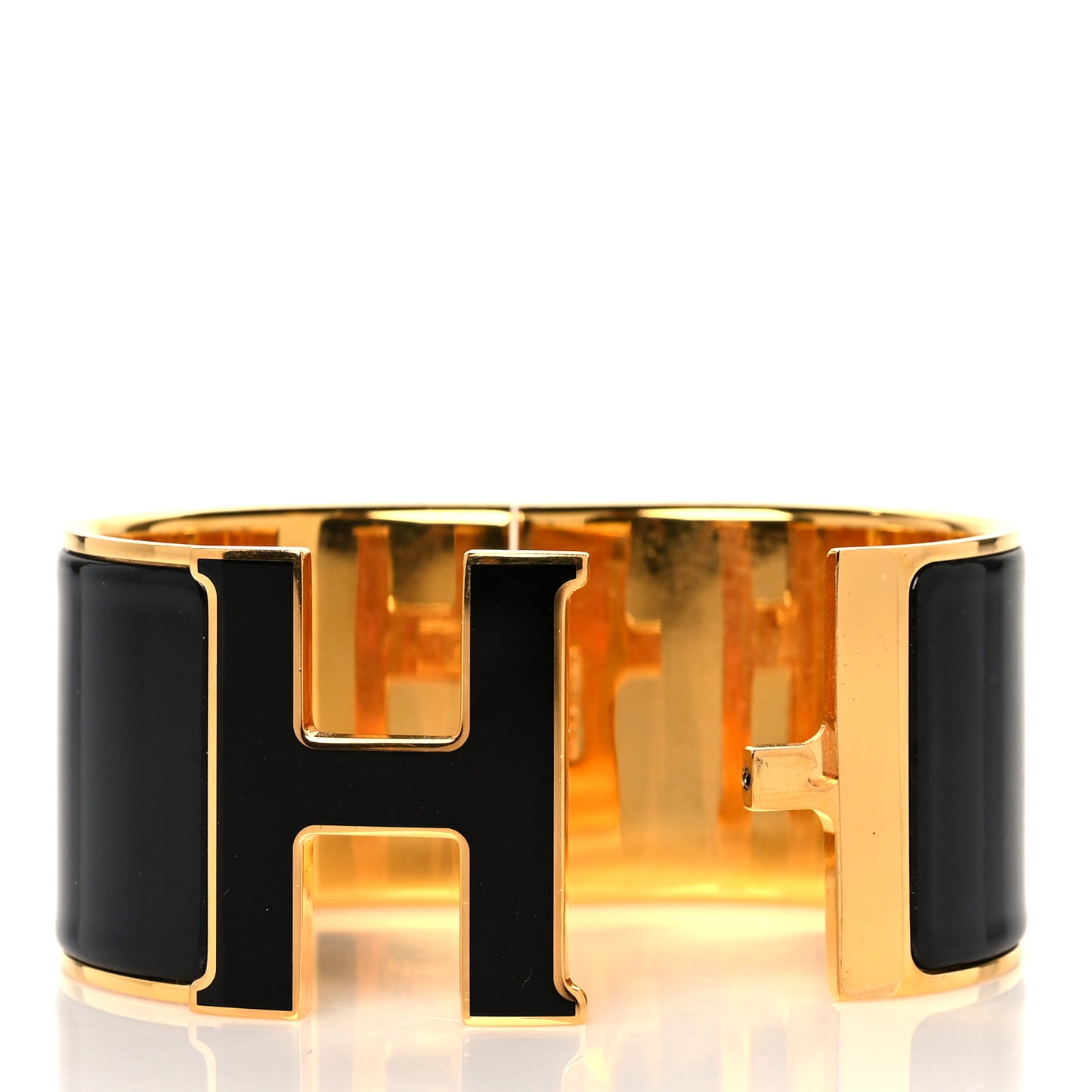 Enamel Extra Wide Clic Clac H Bracelet GM Black