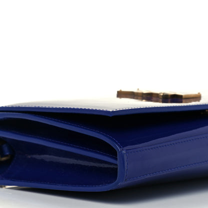 Saint Laurent Patent Calfskin Monogram Kate Wallet On Chain Royal Blue 9 of 10