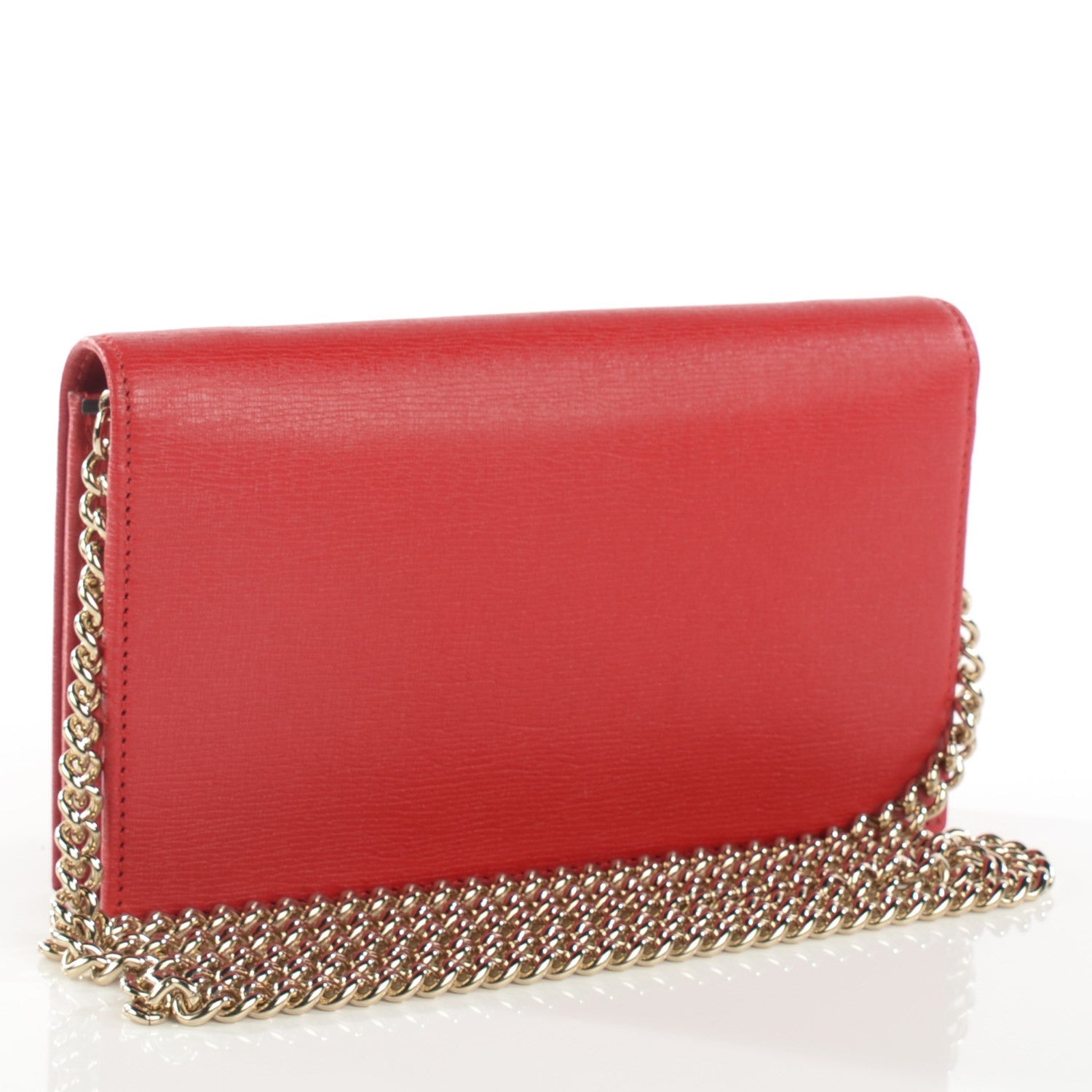 Gucci Textured Calfskin Medium Betty Chain Wallet Tabasco Red 3 of 7
