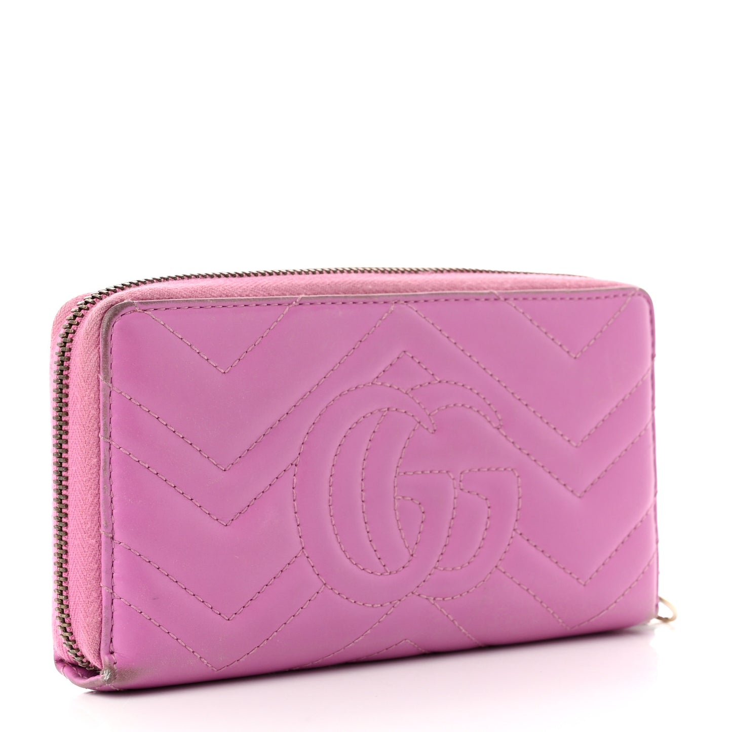 Calfskin Matelasse GG Marmont Zip Around Wallet Candy Mousse