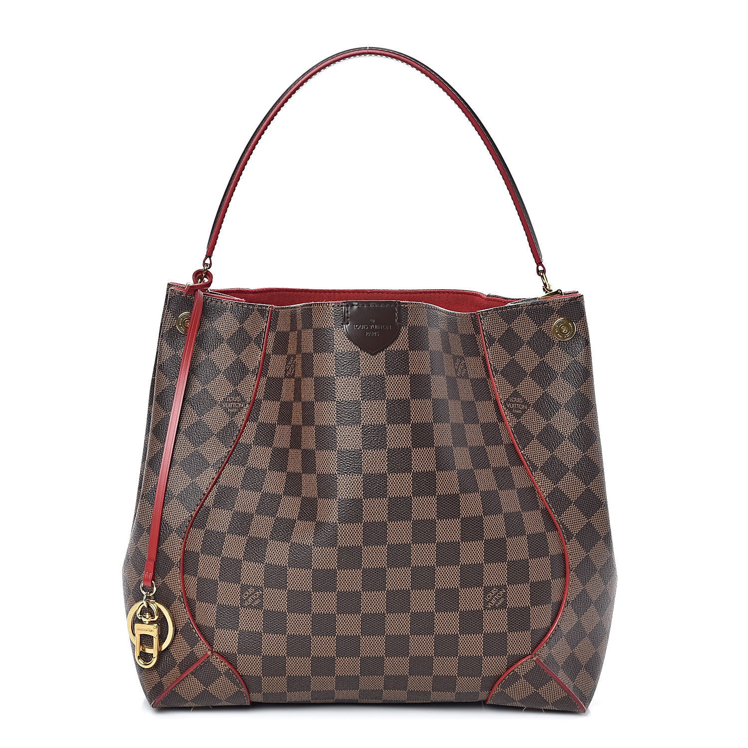 Louis Vuitton Damier Ebene Caissa Hobo Cherry 1 of 8