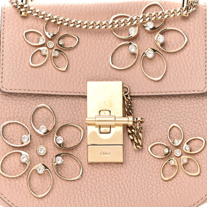 Chloe Grained Lambskin Flower Crystal Embellished Mini Drew Shoulder Bag Cement Pink 7 of 10