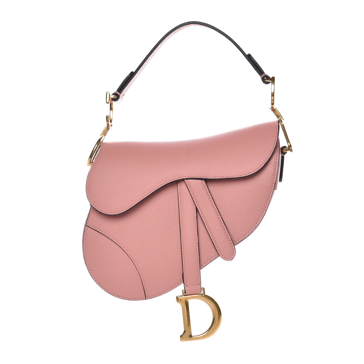 Grained Calfskin Mini Saddle Bag Pink