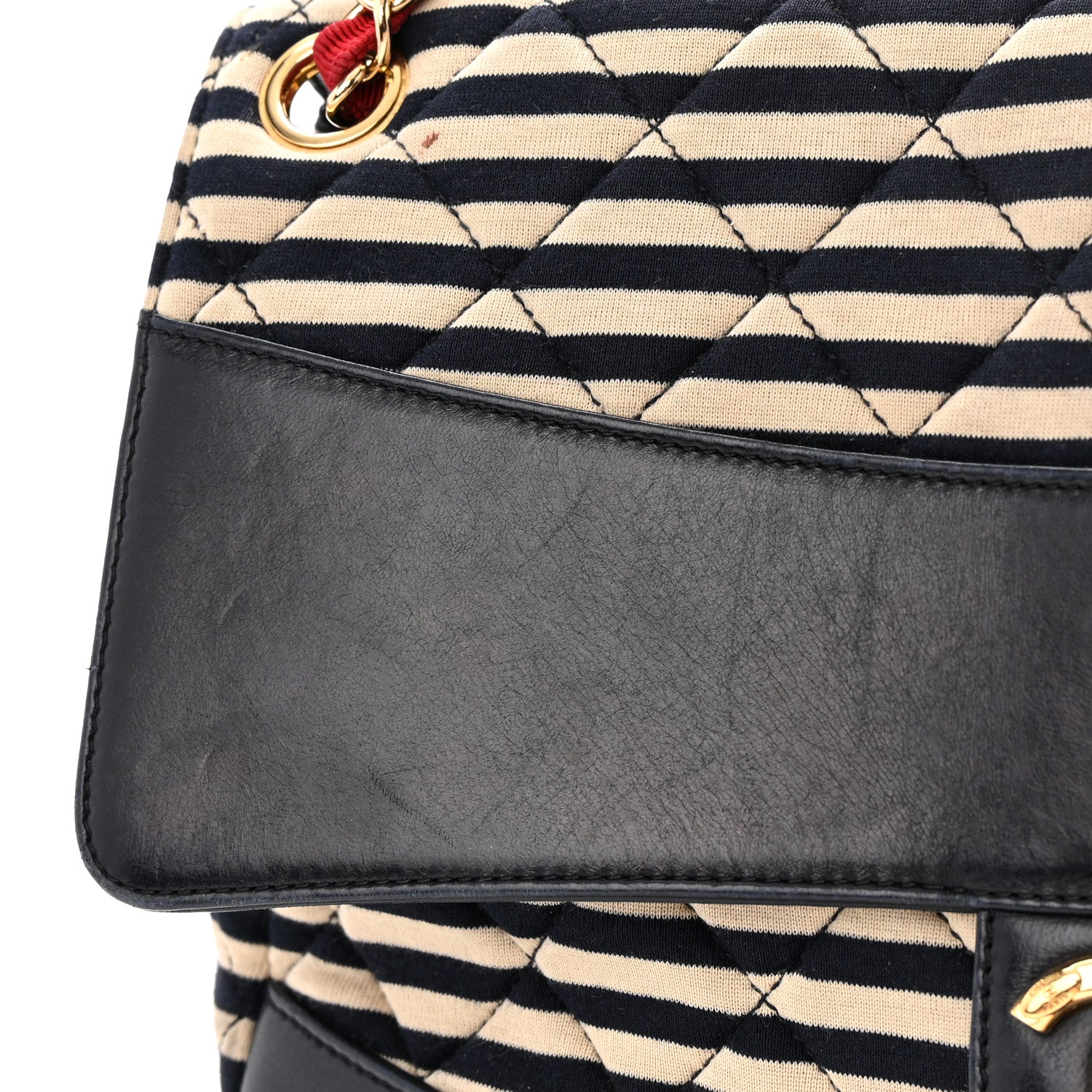 Chanel Jersey Quilted Jumbo Coco Sailor Flap Navy White Red 21 of 24