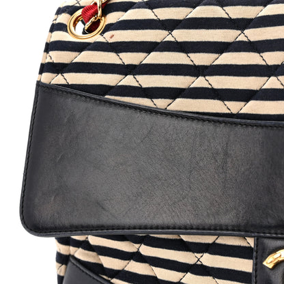 Chanel Jersey Quilted Jumbo Coco Sailor Flap Navy White Red 21 of 24