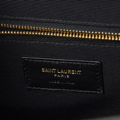 Saint Laurent Grain De Poudre Matelasse Chevron Large Monogram Satchel Earth 6 of 7