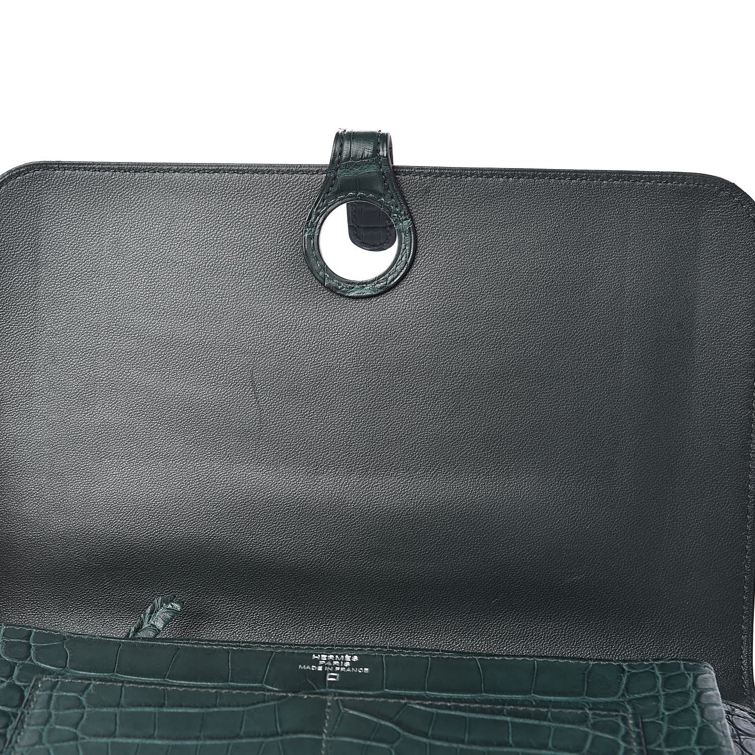 Hermes Matte Alligator Dogon Combined Wallet Vert Fonce 10 of 12