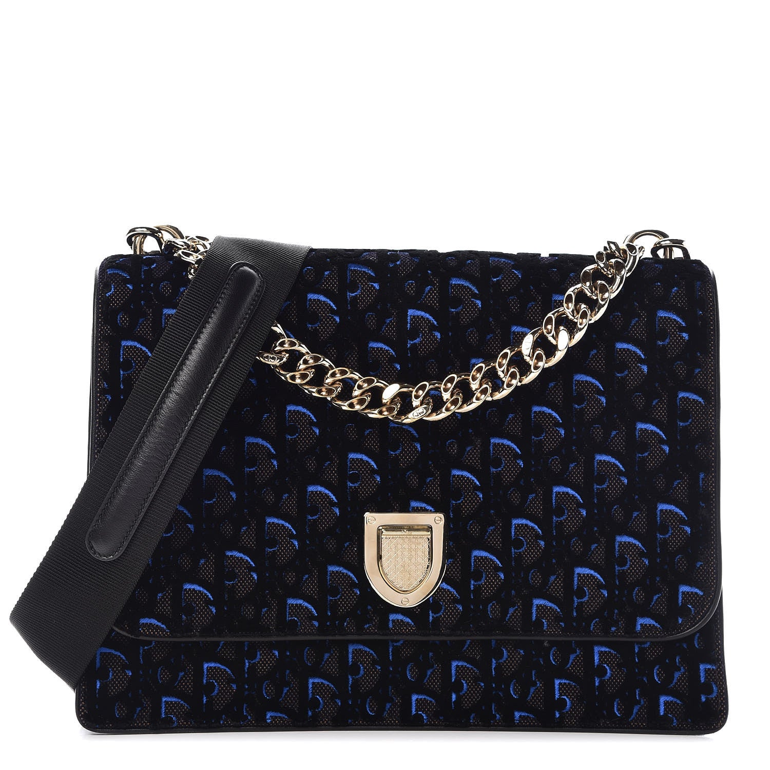 Christian Dior Velvet Monogram Diorama Satchel Plum Blue 1 of 16