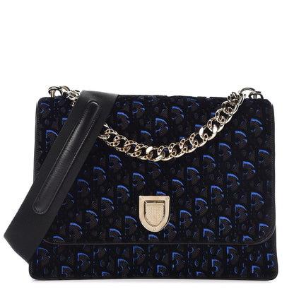 Christian Dior Velvet Monogram Diorama Satchel Plum Blue 1 of 16