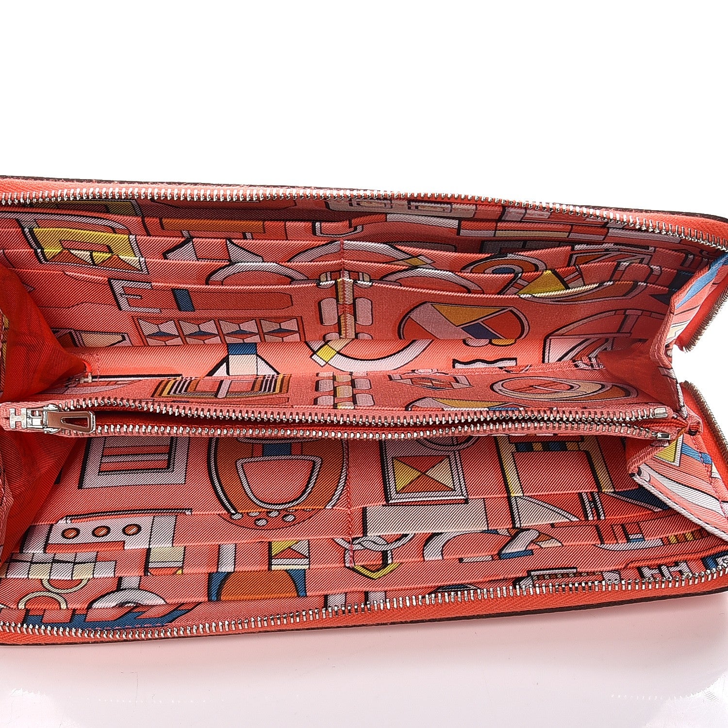 Hermes Epsom Barenia Silk'In Wallet Orange Poppy Fauve Rose Candy 5 of 8