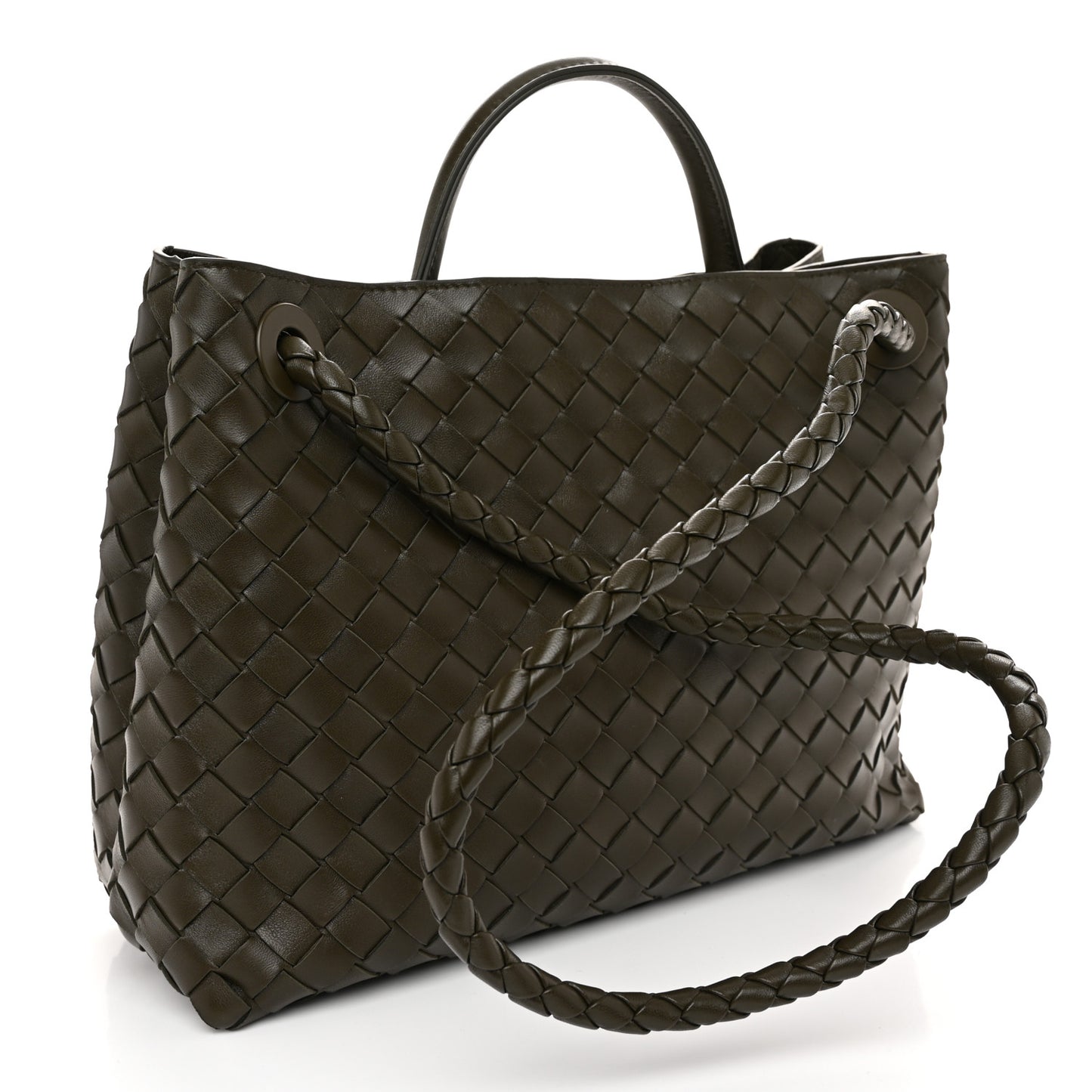 Nappa Intrecciato Medium Andiamo Shoulder Bag Dark Green