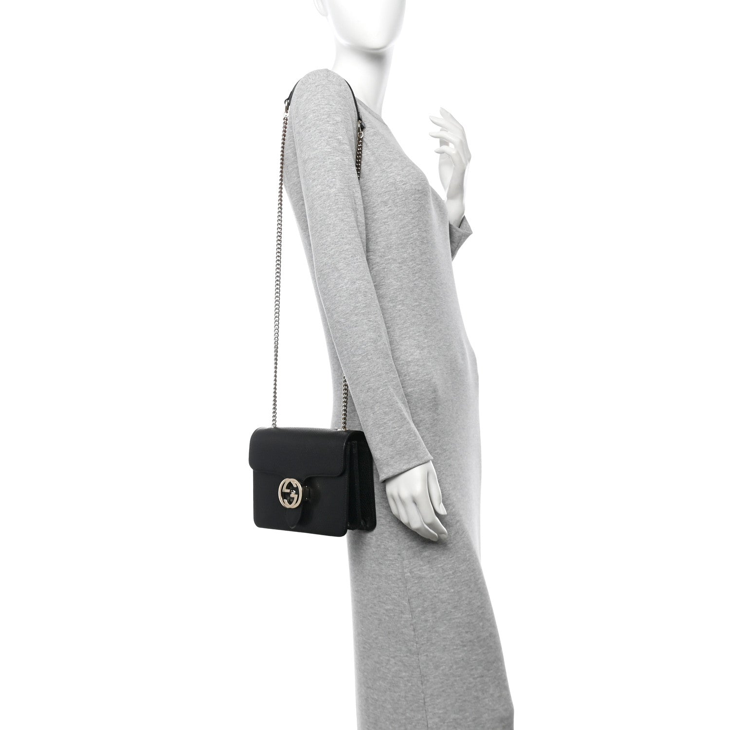 Gucci Dollar Calfskin Small Interlocking G Shoulder Bag Black 2 of 10