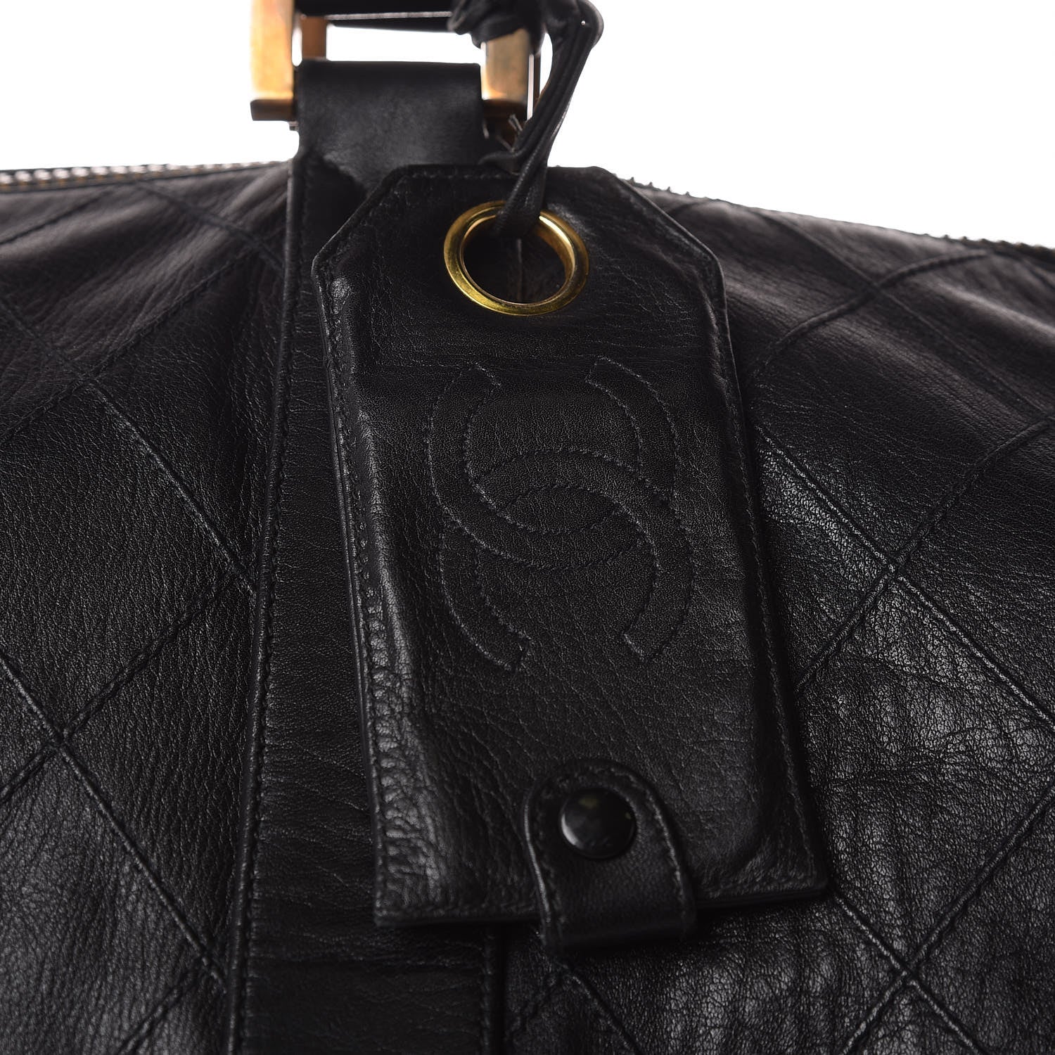 Chanel Calfskin Stitched Duffel Bag Black 8 of 12