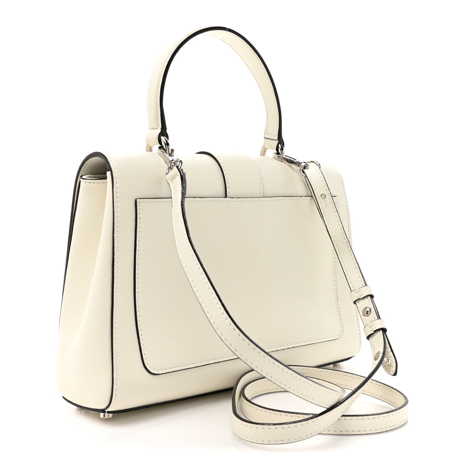 Jimmy Choo Calfskin Crystal Medium Cheri Top Handle Bag Milk 3 of 16