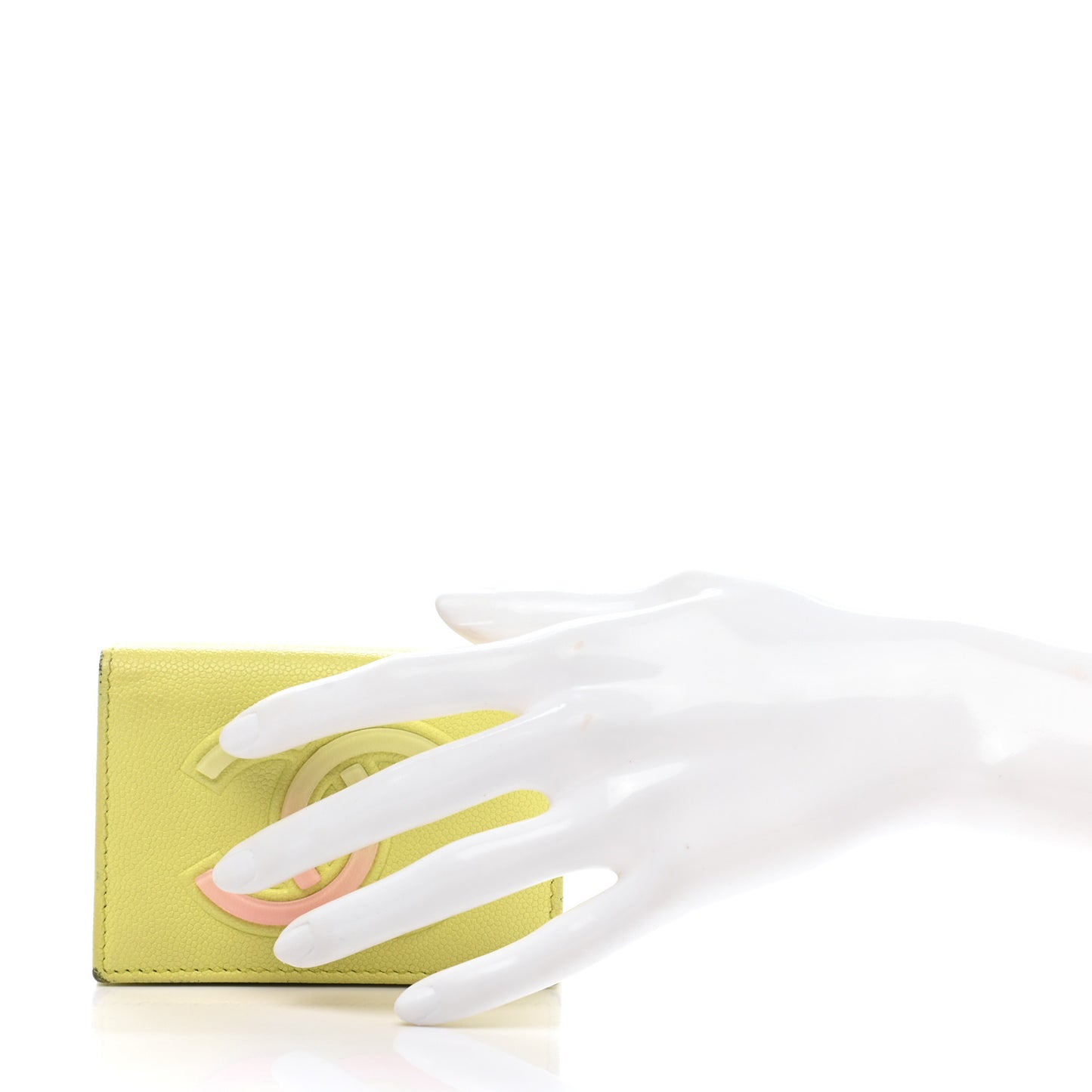 Caviar Tri-Fold Wallet Light Pink Light Green