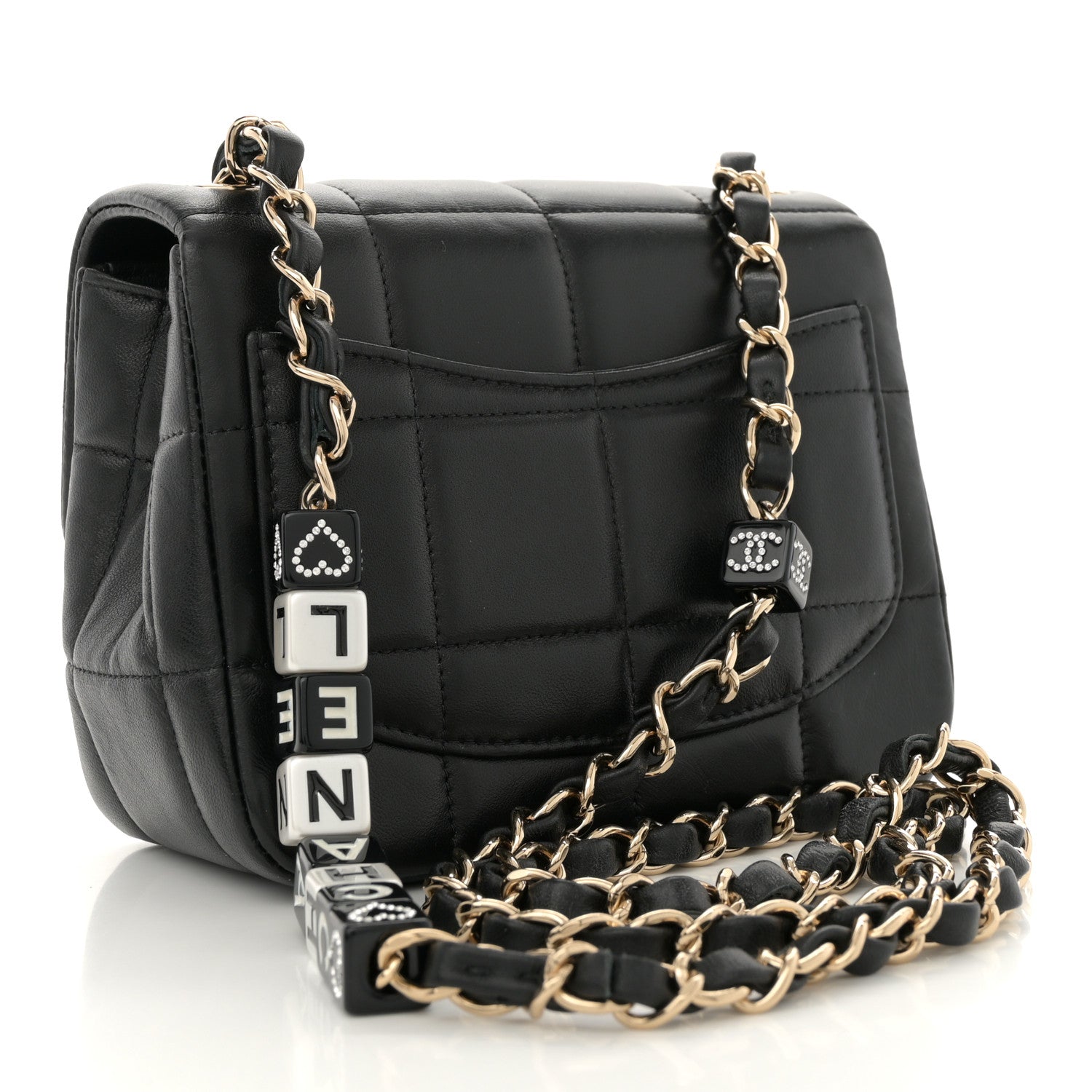 Chanel Lambskin Resin Crystal Square Quilted Mini Monacoco Flap Black 3 of 10