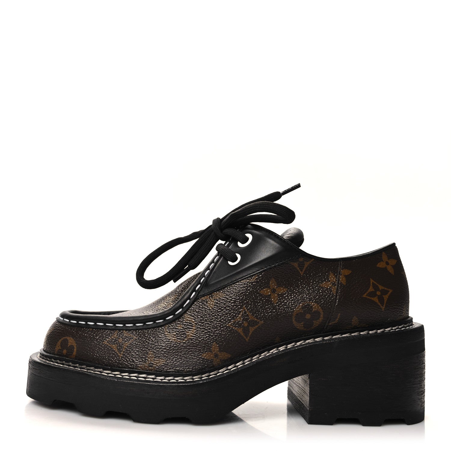 Louis Vuitton Monogram Calfskin Beaubourg Platform Derby Shoes 39 Brown 1 of 8