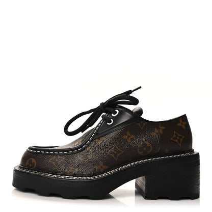 Louis Vuitton Monogram Calfskin Beaubourg Platform Derby Shoes 39 Brown 1 of 8