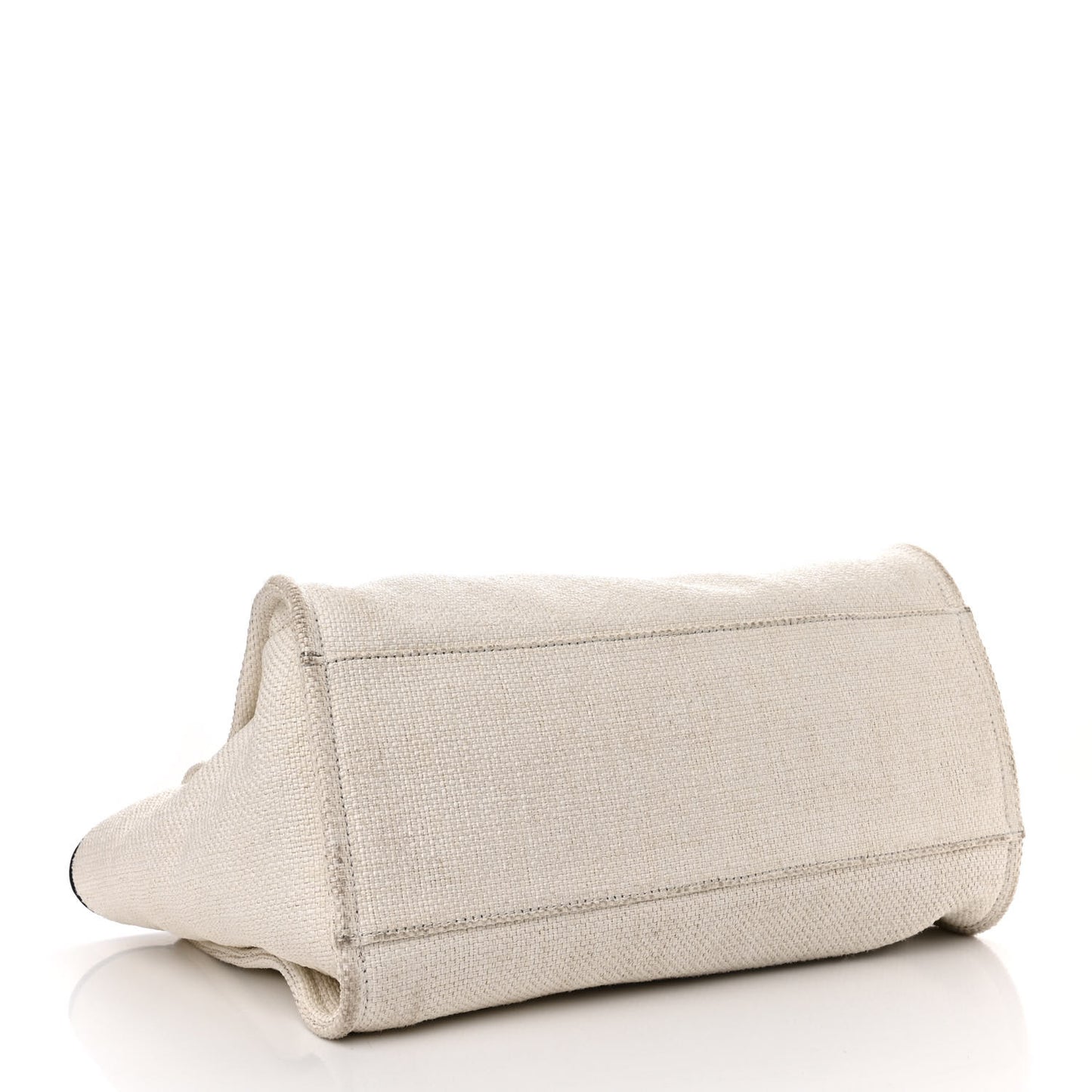 Woven Straw Raffia Medium Deauville Tote White Navy