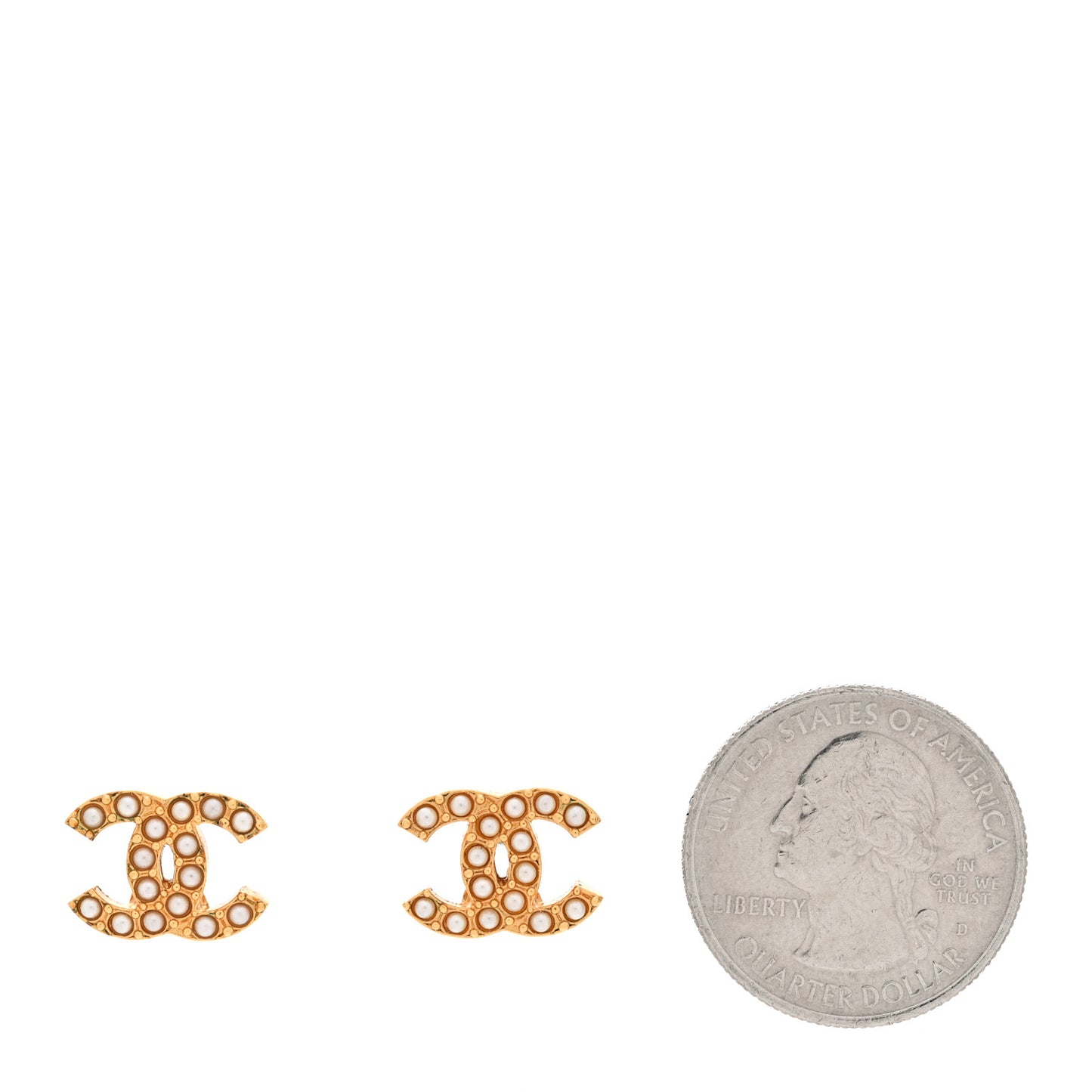 Pearl Studded CC Earrings Gold