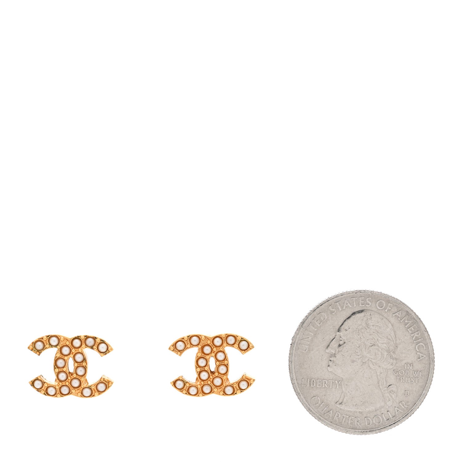 Chanel Pearl Studded CC Earrings Gold 2 of 8